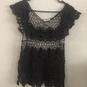 Festival Black Crochet Top